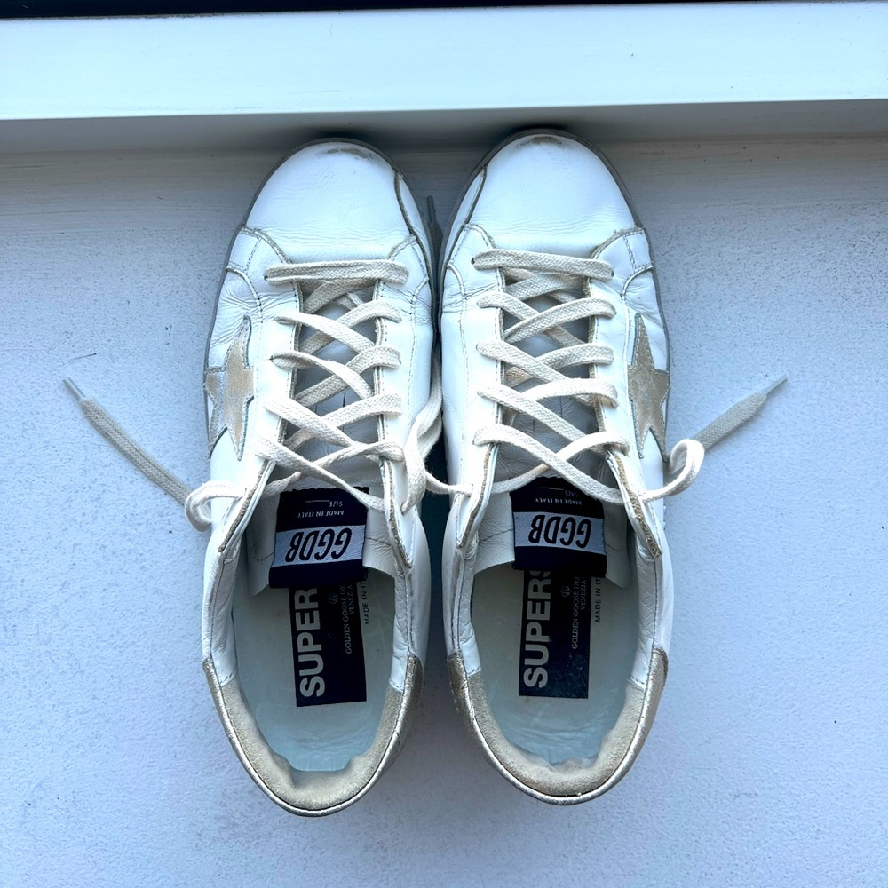 Golden Goose Deluxe women’s super star low top metallic sneakers 38 EU